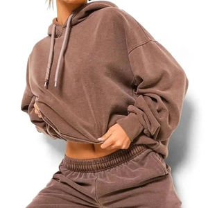 Conjunto de Sudadera con Capucha y Pantalones Extra Grandes Color Marrón, Tela French Terry, Unisex, Estilo Casual para Otoño, Corte Regular - Product Image 2