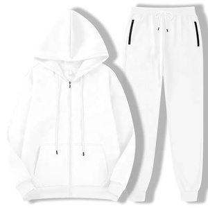Custom Men's Plus Size Heavyweight Fleece Full-<b>Zip</b> <b>Hooded</b> Tracksuit 2-Piece Set Side Pockets Drawstring Closure Polyester/Cotton - Product Image 2