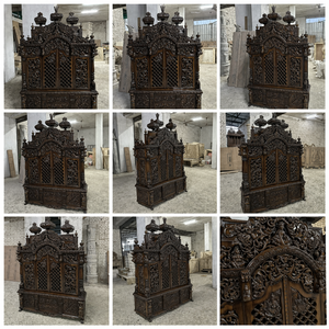 Mandir de Pooja de Madera de Teca Moderna y Elegante con Puertas, Hecho a Mano, Tamaño Personalizado, Recién Llegado a California - Product Image 5