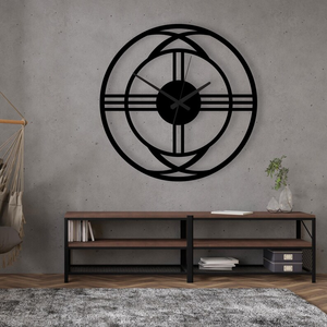 Modern Geometric Metal <b>Wall</b> <b>Clock</b> Round Abstract Designer <b>Clock</b> Contemporary Black Decorative <b>Wall</b> Art <b>for</b> Dining <b>Room</b> <b>Living</b> - Product Image 4