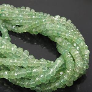 100% Hilo Natural de 16 pulgadas de cuentas redondas facetadas de cuarzo de fresa verde Cuentas de piedra de tamaño de 4-6mm - Product Image 1