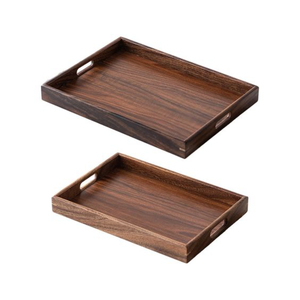 Plateau décoratif multifonctionnel en bois massif, plateau de service durable pour le petit-déjeuner, les collations et l'organisation de la cuisine - Product Image 6
