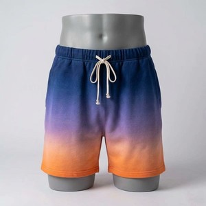 Pantalones cortos de color degradado para hombre, pantalones cortos azules y naranjas con cordón y cintura elástica, pantalones cortos informales de verano para la playa, pantalones cortos deportivos ligeros - Product Image 1