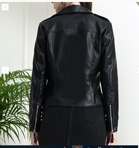 OEM Women <b>Leather</b> Jacket Long Sleeve Zipper Lapel Spring Autumn Clothing Street Pu <b>Leather</b> Short Coat Motorcycle Clothing - Product Image 5