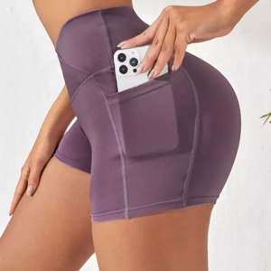 Shorts de sport pour femmes à séchage rapide, design à cordon de serrage, avec poche zippée, pour la gym, le fitness et le yoga - Product Image 2
