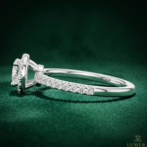 Anillo de Compromiso de Oro Blanco de 9K, 10K, 14K y 18K con Corte Brillante Redondo y Halo, Anillo de Boda con Micro Pavé de Diamantes para Mujer, Certificado IGI - Product Image 2