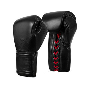 Gants de boxe en cuir bleu avec fermeture à lacets pour adultes, équipement professionnel d'entraînement et de compétition - Product Image 6