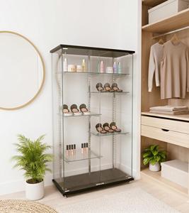 2-Door Modern Glass Display Cabinet with 4-Tier Shelves for Action Figures, Luxury Tempered Glass <b>Showcase</b> for Home & Villa - Product Image 5