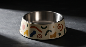 Gamelle pour animaux de compagnie en émail à motif géométrique mignon, anti-renversement, ronde, en métal, pour chien et chat, avec base en caoutchouc antidérapante, vente en gros - Product Image 4