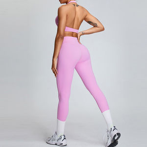 Ensemble soutien-gorge de sport et leggings à maintien élevé, séchage rapide, effet push-up, pour gym, yoga et fitness, avec logo personnalisé - Product Image 3