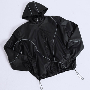 Ensemble de survêtement unisexe imperméable 2 en 1, écologique, à capuche, sportif, manches longues, léger, polyester/nylon, printemps, adulte, coupe ample - Product Image 3