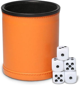 En gros, Ensemble de gobelets à dés en cuir PU et cuir véritable, avec compartiment de rangement, doublure en feutre, incluant 5 dés à points, pour fêtes d'adolescents et utilisation en bar - Product Image 5