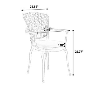 Set Bistrot da Esterno in Alluminio Pressofuso a 3 Pezzi Resistente alle Intemperie con Tavolo e Sedie Impermeabili e Foro per Ombrellone per Uso Ospedaliero - Product Image 4