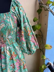 Robe longue maxi imprimée à la main, tunique indienne décontractée en coton avec broderie florale, robe longue pour femme, cadeau pour elle - Product Image 3