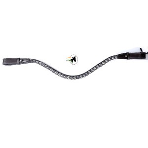 Bling Horse Browband 10mm Rivoli Black Diamond Grey Crystal Custom Genuine Leather Curved Browband with Quick <b>Change</b> Stud Loop - Product Image 1