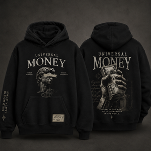 Sudadera con Capucha Universal Money Skeleton Hand para Hombre, Básica, Negra y Gris, 50% Algodón, 50% Poliéster, Antibacteriana - Product Image 3