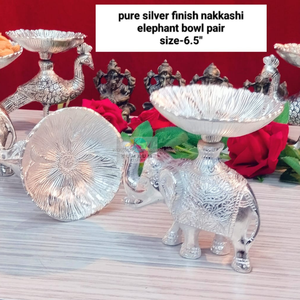 Cuenco de elefante Nakkashi de plata alemana con acabado antiguo tallado, centro de mesa, regalo de agradecimiento, para dulces, frutas secas, bodas - Product Image 4