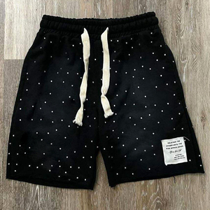 Shorts Bermuda décontractés pour homme, imprimé pois noirs, taille mi-haute, 100% coton, écologiques - Product Image 5