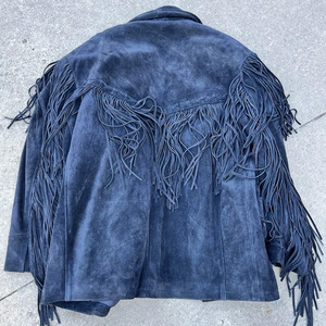 Customizable Women's <b>Suede</b> Fringed <b>Jacket</b> With Turn Down Collar And Zipper Closure Full Sleeve Autumn Style Private Lable - Product Image 2