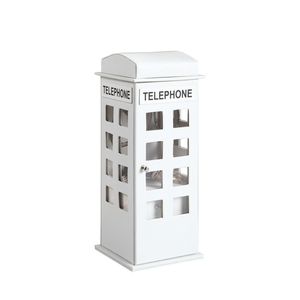 Boîte à bijoux en cuir de style téléphonique britannique, 11,5 pouces de haut, couleur blanche - Product Image 1
