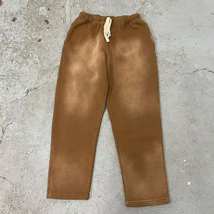 กางเกงผู้ชายวินเทจผ้าคอตตอนฟอกสีง่ายเอวยางยืดสำหรับ100% พิมพ์ลายพัฟออกแบบได้ตามต้องการ - Product Image 6