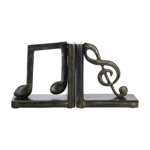 Factory Direct Wholesale Decorative Metal Music <b>Note</b> Bookends Custom Antique Finished Tabletop <b>Book</b> End Stand Holder for Office - Product Image 1