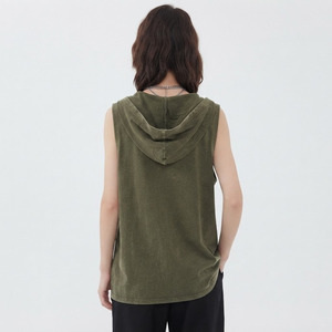 Camiseta sin mangas con capucha de punto premium para mujer, ligera, atlética, para entrenamiento, fitness, gimnasio, ropa deportiva OEM - Product Image 2