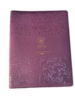 Porte-menu en cuir PU noir mat JALA, design floral en relief, certifié ISO, pour vins, cocktails, restaurants, modèle MZMNB-52