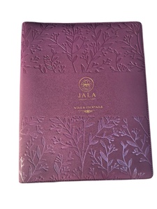 JALA PU Leather Matt Black Menu Folder Floral Embossed Design ISO Certified Wine Cocktails Restaurant Use Model MZMNB-52 - Product Image 4