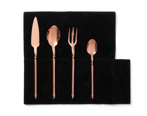 Ensemble de service à gâteau en acier inoxydable plaqué couleur cuivre avec couteau, cuillère, fourchette et spatule, design moderne, compatible lave-vaisselle, pour usage domestique - Product Image 6