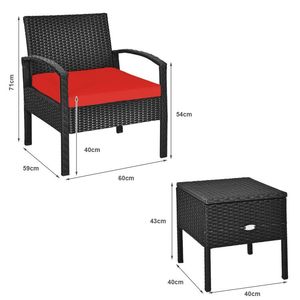 Set di mobili da giardino in vimini di rattan PE in 3 pezzi con cuscini lavabili e rimovibili - Product Image 2