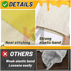 Gants d'apiculture robustes en cuir avec manches longues en coton, gants de protection pour ruches, pour l'apiculture et la collecte du miel - Product Image 3