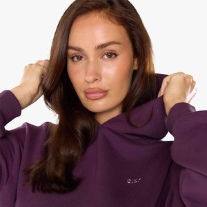<b>Women</b> Solid Color Cotton Fleece Full Zip Cropped Hoodie and Shorts Two Piece Casual Lounge Matching <b>Set</b> - Product Image 6