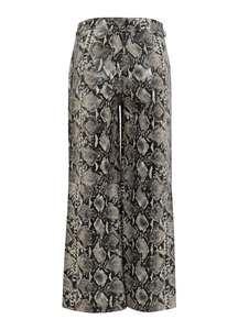 Pantalones anchos de cuero Python con cintura con cordón para mujer, ropa informal a la moda - Product Image 3