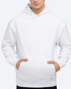 <b>Mens</b> White Hooded Sweatshirt Regular Fit Cotton Fleece Casual <b>Pullover</b> Hoodie with Kangaroo Pocket Soft Comfortable Everyday - Product Image 2