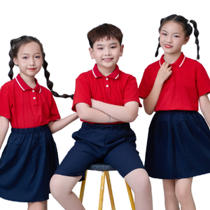 เสื้อโปโลสีแดงสำหรับเด็กนักเรียน FMF Unisex Primary School – ผลิตจากวัสดุผ้าถักโพลีเอสเตอร์สแปนเด็กซ์ 50D ที่ทนทาน ชุดนักเรียนเด็กที่สวมใส่สบาย - Product Image 1