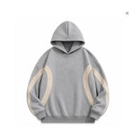Sweat-shirt à capuche surdimensionné pour homme, noir uni, en coton tricoté, coupe décontractée printemps, manches classiques, impression numérique