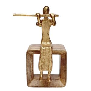 Ornement décoratif en métal en forme d'arbre, aspect élégant, avec surface en bois, pour décoration festive et aménagement intérieur - Product Image 6