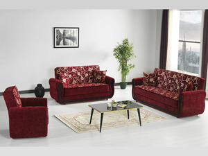 Juego de Muebles de Sala de Estar Modernos de Madera de Teca Sólida de Lujo, Sofá Cuadrado con Patrón Floral Acolchado, Marrón, 3, 2 y 1 Plazas, para Hotel o Villa - Product Image 5