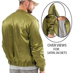 Chaqueta Bomber Casual de Invierno Ecológica de Satén con Cuello Alto, Bordado Deportivo en Poliéster para Hombre - Product Image 6