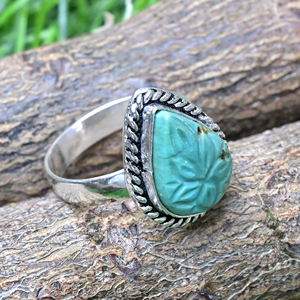 Anvika Handmade Oxidized <b>Silver</b> Plated Nevada Turquoise Gemstone Bezel Set Vintage Women's Engagement <b>Statement</b> <b>Ring</b> Sample Made - Product Image 2