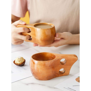 แก้วไม้เคลือบผิวไม้ธรรมชาติสำหรับเสิร์ฟชา กาแฟ นม และเครื่องดื่ม - Product Image 6