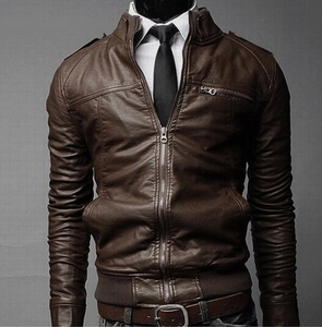 <b>FLy</b> Humble Sportwear Genuine Leather <b>Jacket</b> <b>Men</b> Zipper Stand Front Windproof Breathable Oversize Motorcycle Autumn Casual Woven - Product Image 3