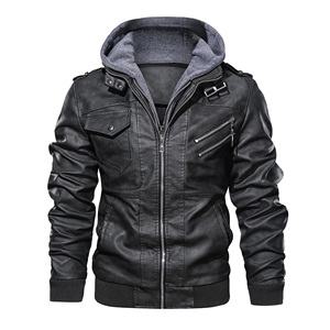 Veste en cuir à capuche pour homme, hiver, durable, haute qualité, écologique, légère, imperméable, coupe-vent, pour tous les jours - Product Image 1