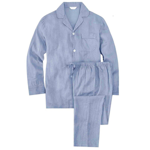 Ensemble de pyjama tricoté uni pour homme, haut boutonné à col cranté à manches longues et pantalon à cordon de serrage, vêtements de détente - Product Image 6