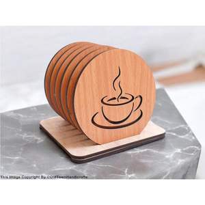 Juego de Posavasos Cuadrados de Madera Modernos, Juego de 4 o 6 con Soporte, Posavasos de Madera Grabados Personalizados para Mesa de Café, Decoración del Hogar, Regalo - Product Image 2