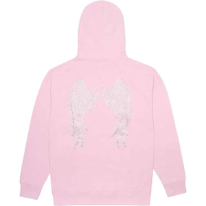 Men <b>Black</b> Hooded Sweatshirt Rhinestone Angel Wings Print Casual <b>Zip</b> Up <b>Hoodie</b> Regular Fit Autumn Streetwear - Product Image 2