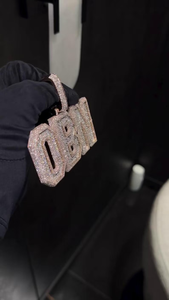 Moissanite Iced Out Baby <b>Initial</b> Pendant Hip Hop Letter <b>Necklace</b> Luxury Streetwear Jewelry Bold Mens Fashion Statement Gift - Product Image 3