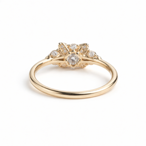 Bague de mariage en or massif jaune 14K 18K avec diamant rond certifié IGI de laboratoire, motif floral, pour vente en gros, ensemble de bagues de mariée - Product Image 5