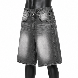 Pantalones Cortos de Mezclilla Negros Vintage para Hombre al por Mayor, 100% Algodón Orgánico, Largura hasta la Rodilla, Estilo Urbano, Ecológicos, Personalizados, Jorts - Product Image 3